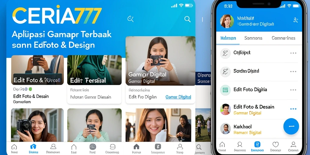 Tampilan antarmuka CERIA777 untuk mengedit gambar dengan berbagai fitur menarik.