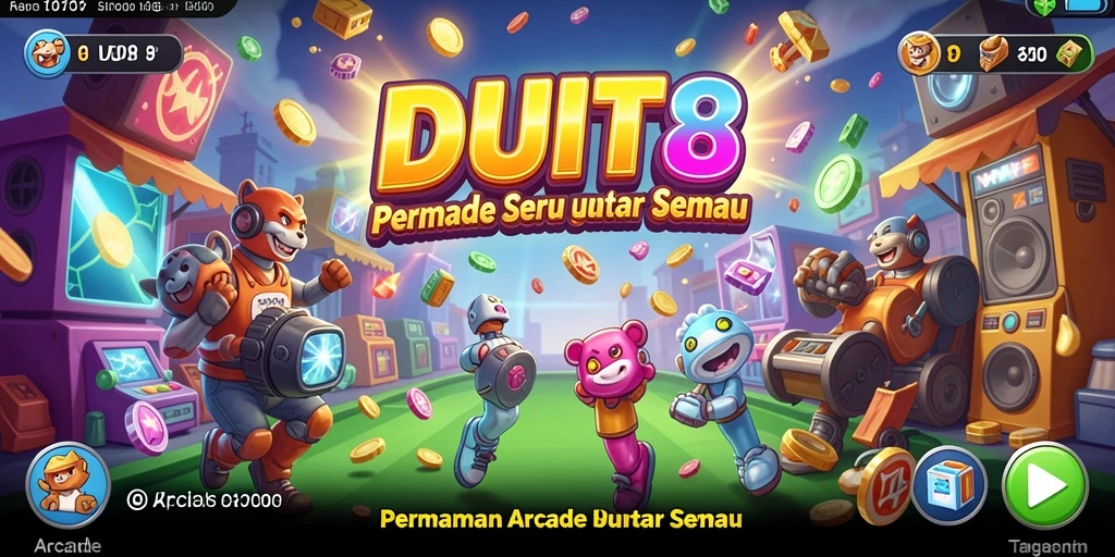 Tampilan antarmuka permainan arcade DUIT8 yang menarik dan dinamis.