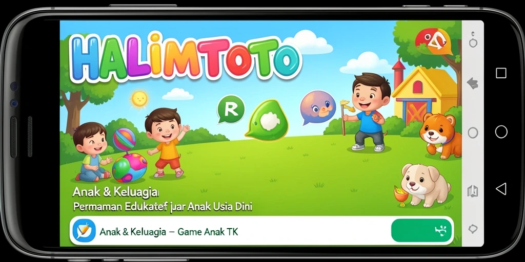 Antarmuka HALIMTOTO yang cerah dan menarik untuk anak-anak.