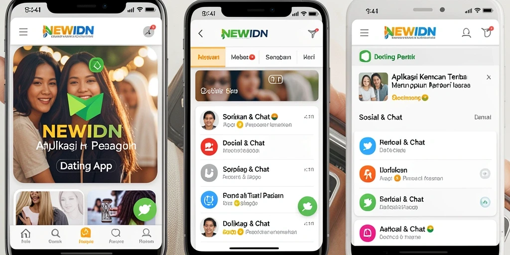 Antarmuka NEWIDN yang menarik dan fungsional untuk kencan online.