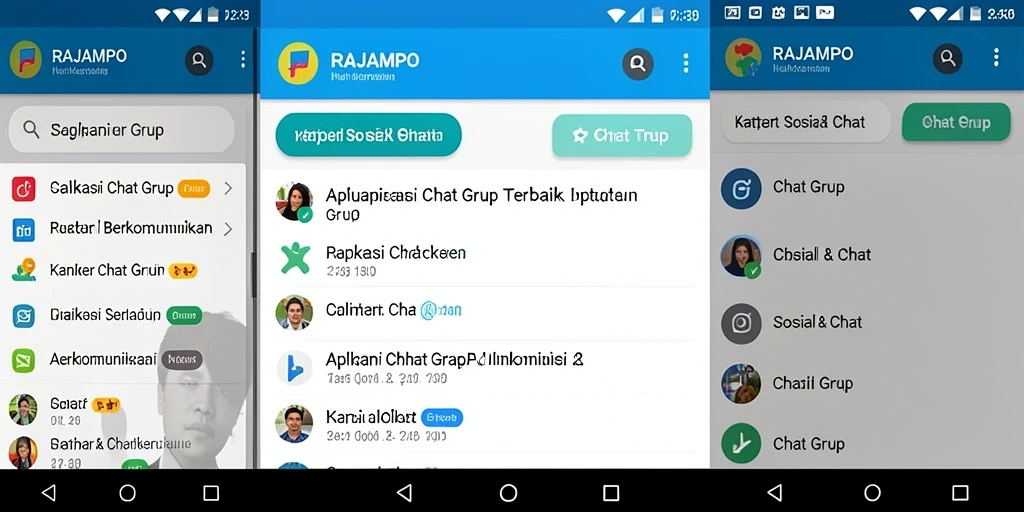 Antarmuka aplikasi RAJAMPO yang mudah digunakan dalam chatting grup.