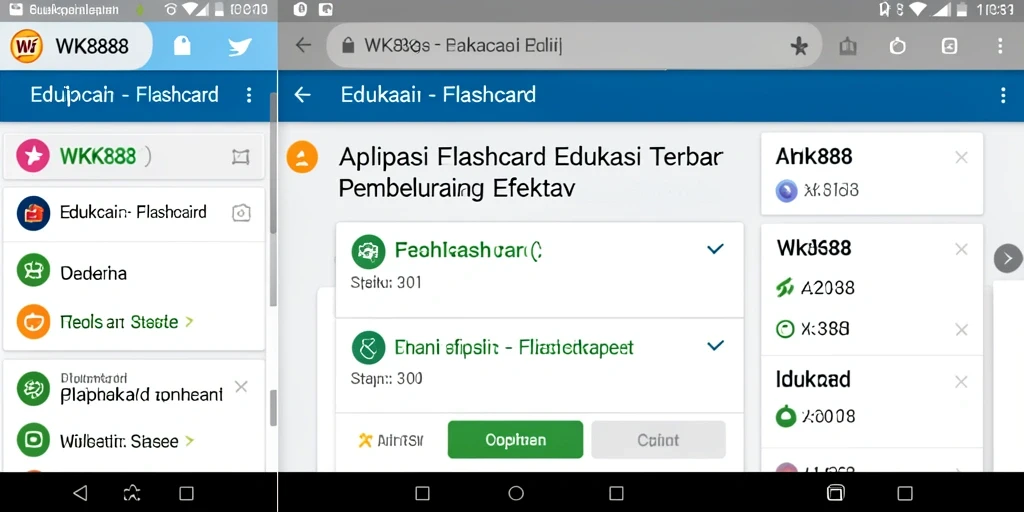 Antarmuka aplikasi WK888 dengan fungsi Flashcard interaktif.