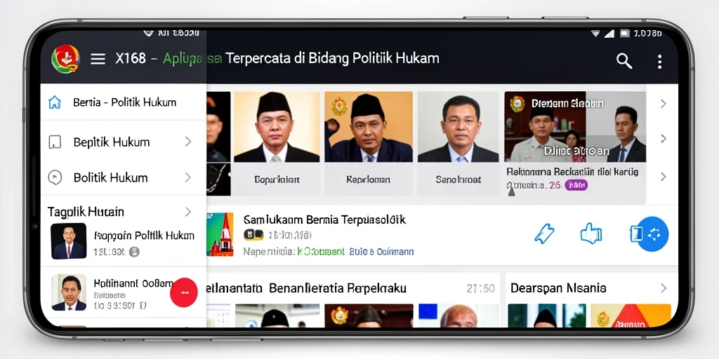 Antarmuka aplikasi X168 yang bersih dan informatif.