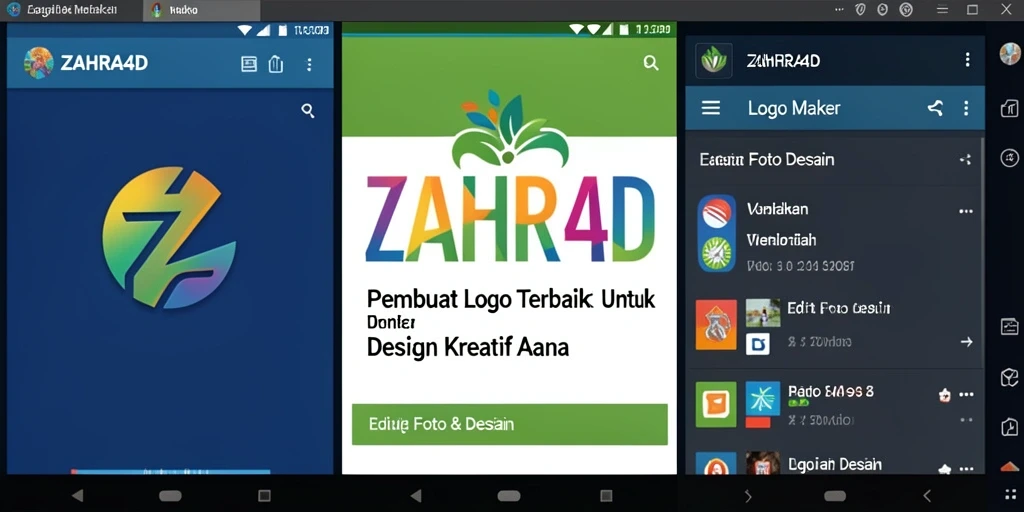 Antarmuka ZAHRA4D yang sederhana dan fungsional untuk membuat logo.